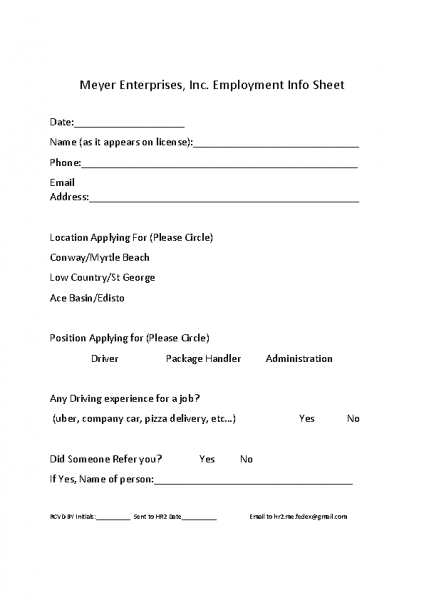 New Employee Application Form